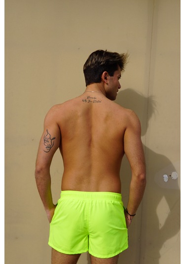 Miami Beach Neon Sarı Kısa Boy Erkek Deniz Ve Havuz Şortu Neon Sarı