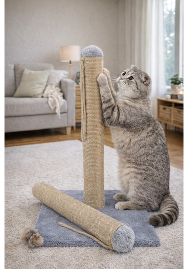 Gri Kedi Tırmalama Tahtası Yedek Borulu-42cm