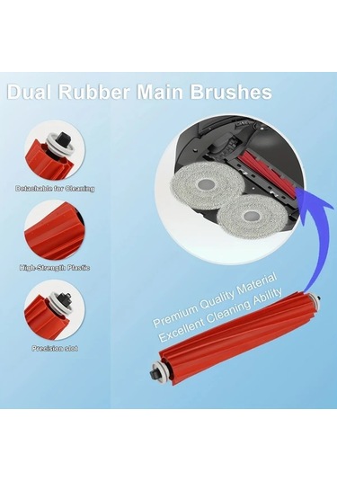 Xuweiwei Roborock 32 Adet Q Revo P10 Robot Süpürge Aksesuar Seti 2 Ana Fırça 4 Hepa Filtre 8 Yan Fırça 8 Mop Ped 8 Emme Torbası