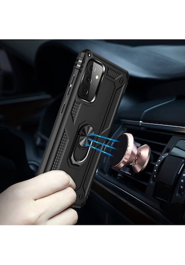 Apple Uyumlu iPhone 8 Plus Yüzüklü Standlı Tank Zırh Silikon Kılıf