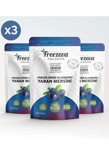 Freezeva 3'lü Paket Dondurularak Kurutulmuş Yaban Mersini Freeze Dried Yaban Mersini 3x20 Gr 20 G