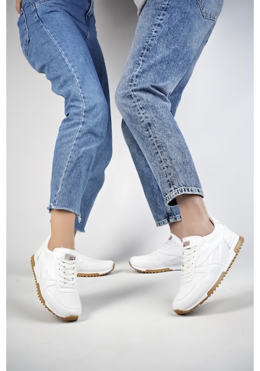 Muggo Blake Unisex Ortopedik Günlük Garantili Yürüyüş Koşu Sneaker Spor Ayakkabı Beyaz