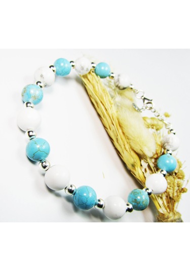 925 Ayar Gümüş Havlit ve Turkuaz Doğal Taşlı Kadın Bileklik