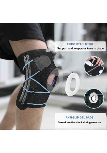 Neopren Diz Desteği, Patella Ve Bağlar İçin 2 Adet Dizlik, Spor Ve Koşu İçin Açık Patella Sabitleyici Halkalı Diz Desteği