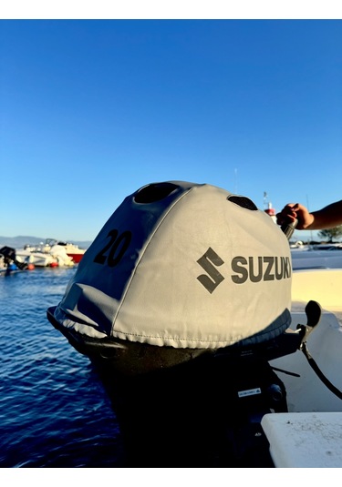 Tekne Motor Kılıfı Dıştan Takma Marin Deri Suzuki 20 Hp