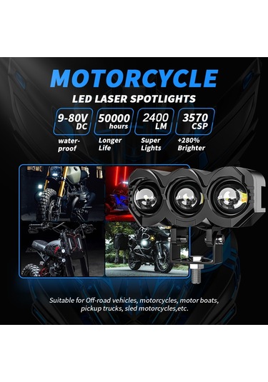 Hallow-2 Adet Motosiklet Işık Led Spot Çift Renkli Yüksek/düşük Lmk00328