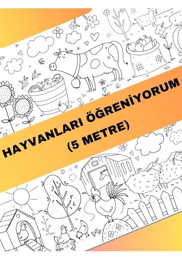 Hayvanları Öğreniyorum Boyama Kağıdı Çiftlik Hayvanları 5 Metr