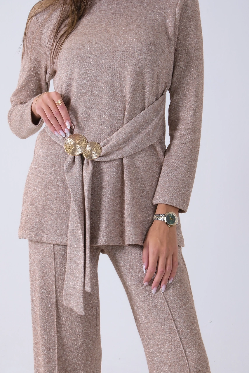 Feminist Taş Altın Toka Detaylı Pantolonlu Takım 4577282.50 Taş