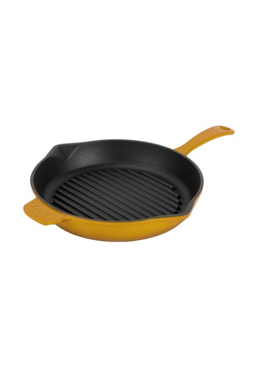 Lava Döküm Yuvarlak Izgara Tava Döküm Demir Yekpare Saplı Çap Ø 28cm. Kırmızı