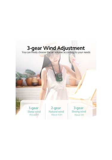 Yunboo Aigo Agf-05 Taşınabilir Boyun Fanı - 3 Kademeli Ayarlanabilir Rüzgar, 1800mah Pil Ve Led Işık Pembe Pembe Pembe