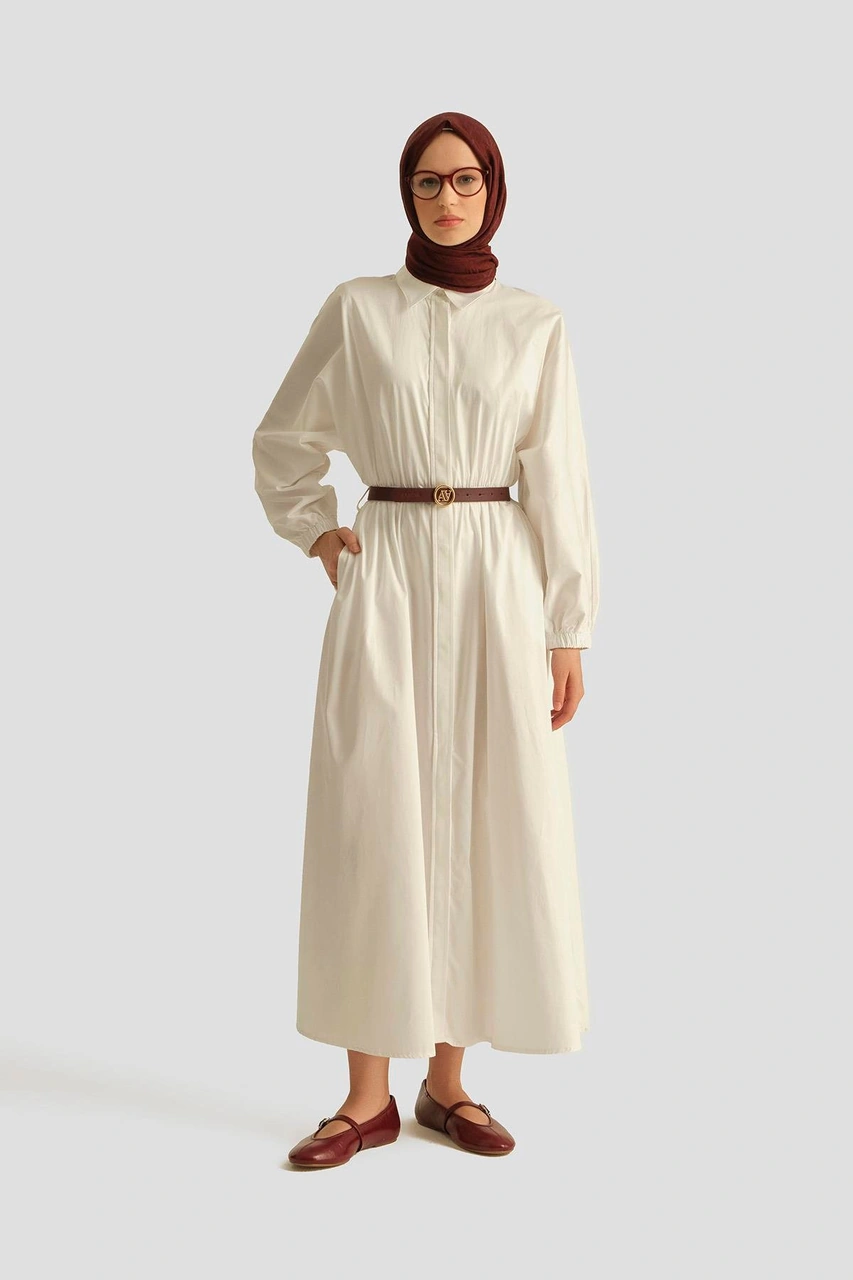 Armine Gömlek Elbise 25yd9025-1 Beyaz Beyaz