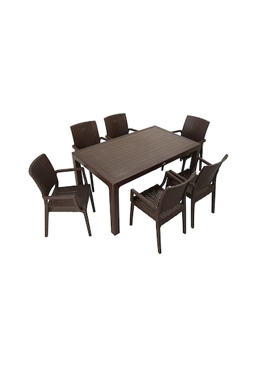 Depootoptan Mandella Elit Rattan 90 x 150 CM Elit Koltuk Masa Takımı Kahverengi