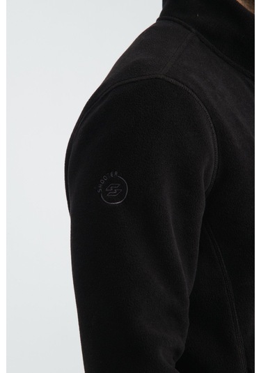 Shooter Sportswear Erkek Polar Sweatshirt Kışlık Standart Fit Outdoor Karyoka Dikiş Detaylı Siyah
