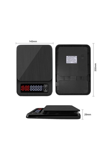 Tongxida Dijital Mini Terazi 10kg 0.1g Lcd Arkadan Aydınlatmalı Cep Elektrikli Ağırlık Gramları Siyah Siyah