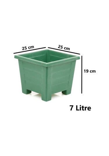 Omnipazar Sy-5846 Dekoratif Plastik Kare Ayaklı Saksı 7 Lt Yeşil 6 Adet