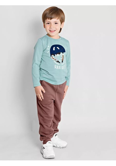 Bossa Nova Oversize Spor Baskılı Erkek Çocuk Uzun Kollu Tişört 36525464 Açık Mavi