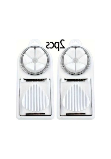 Trendooze 2 Adet Beyaz Çift Başlı Mutfak Yumurta Dilimleyici Ev Partisi İçin Hediye Seti Beyaz