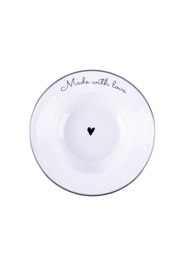 Love Emaye Çukur Makarna Ve Salata Tabağı