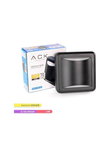 ACK 4W LED Duvar Apliği 3000K Günışığı Dekoratif Duvar AH07-05101 Siyah