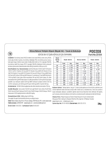 Alleva Natural Tavuk & Balkabağı Düşük Tahıllı Maxi Yetişkin Irk Köpek Maması 2 Kg