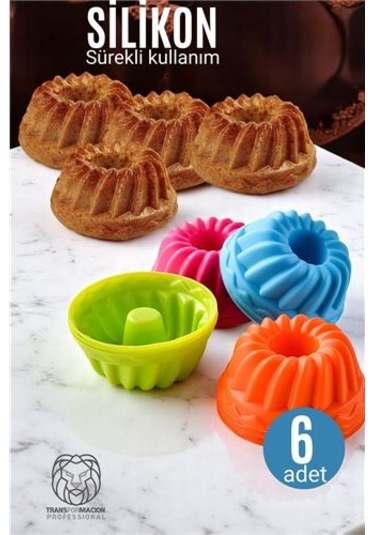 Modacar Silikon Göbekli Muffin Cupcake Kalıbı - Sürekli Kullanım Muffin Kek Kalıbı 6 Adet
