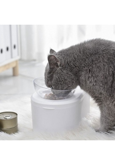 Dm Cbtx Şeffaf Hayvan Kasesi, Tahıl Saklama, Boyun Koruyucu Eğik Çiftli Kase Beyaz