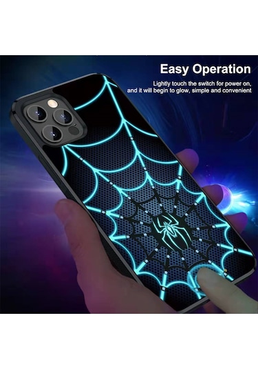 Vkemall  13 Pro Uyumlu Şarj Edilebilir Kılıf - Örümcek Dinamik Işık Animasyonu, Tam Koruma, Manyetik Şarj Model 2