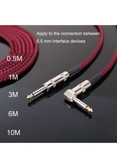 Sones Gitar Bağlantı Kablosu Folk Bas Performans Gürültü Azaltma Dirsek Ses Gitar Kablosu, Boyut: 10m Kırmızı Siyah