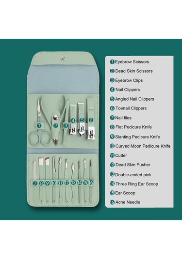 Kosona Stainless Steel Manikür Takımı 12 Parça, Pırlanta Mor, Çift Katlı Çanta, Tırnak Kesici Ve Pedikür Araçları Mor