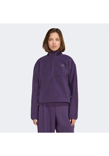 Adidas City Tech High Pile Fleece Half Zip Kadın Mor Polar Jv7137 Mor