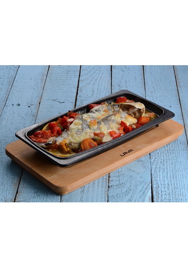 Lava Döküm Servis Tabağı. Siyah Renk. Ölçü 30x15cm.