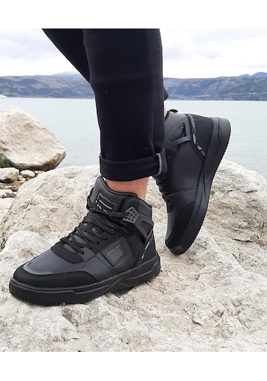 Dunlop 2238-2243 Siyah, Fuspetli Ortapedik Boğazlı  Basket Spor Ayakkabı AYKSAYAK-000490