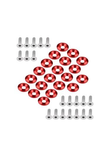 Kosona 20 Adet Kırmızı Otomobil Tampon/şerit Sabitleme Somunu Ve Cıvata Seti - Cnc Alüminyum, Dayanıklı, Evrensel Uyumlu, Dekoratif