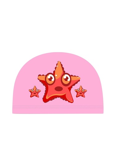 Çocuk Su Geçirmez Pu Kaplamalı Nefes Alabilir Güneş Koruyucu Yüzme Şapkası Pembe Denizyıldızı Pembe