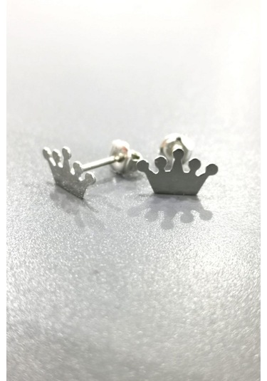 Omar Silver Kadın Taç Çivili Gümüş Küpe