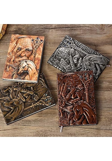 Deri Defter 3D Kabartmalı Adam-Gümüş