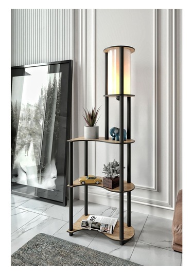 Ravilo Estilo Dekoratif Raflı Lambader Meşe