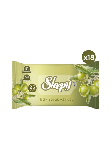 Sleepy Doğal Zeytinyağlı Ve Pamuklu Islak Bebek Havlusu 18X25
