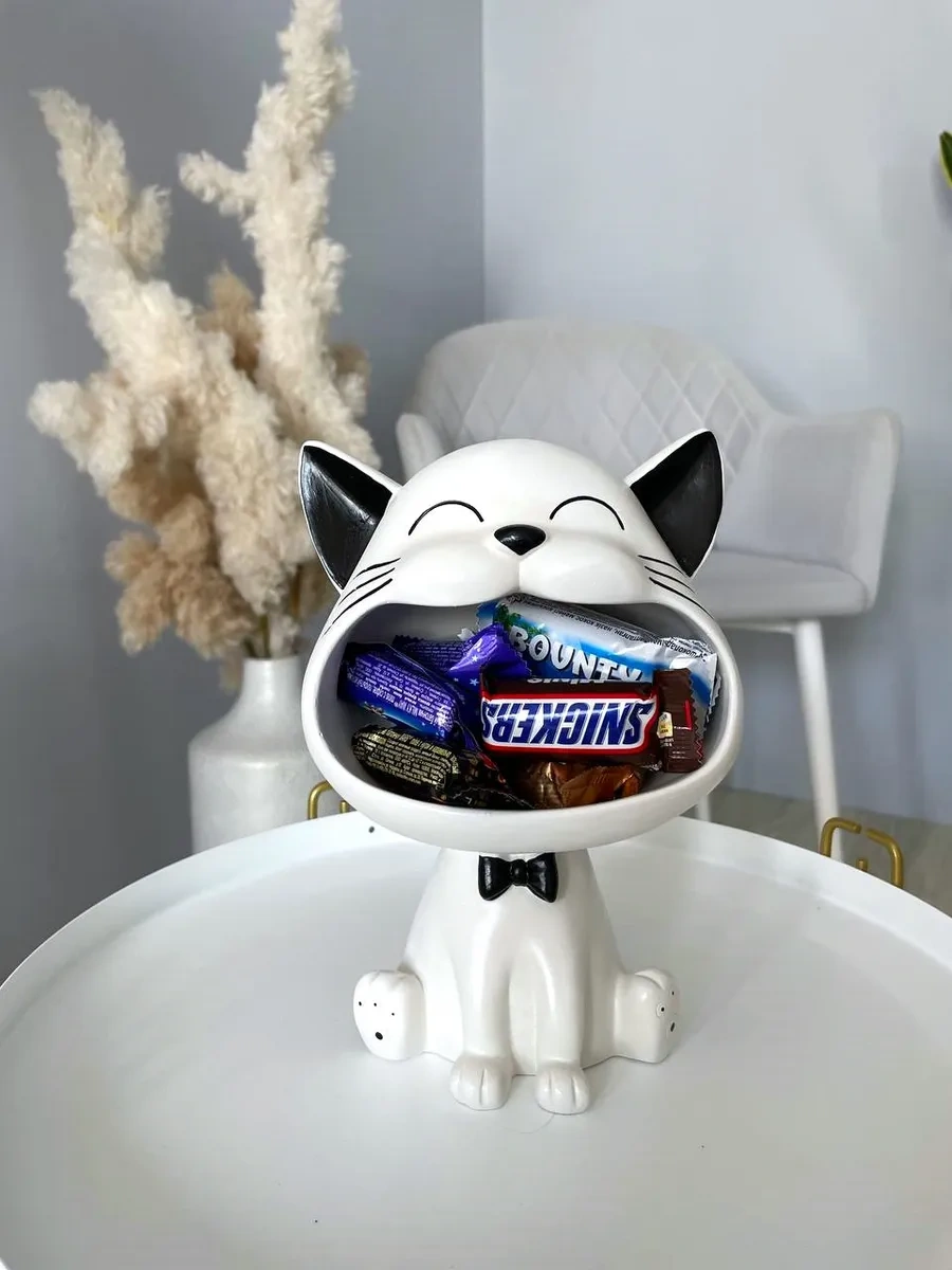 Cre Art Kedi Şekerlik Vazosu Şekerlik Dekoru İç Mek 360661355 Siyah