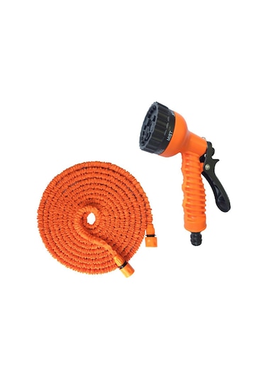 Aubyhe Turuncu 75ft Yüksek Basınçlı Genişleyen Bahçe Hortumu - Araba Yıkama Ve Çim Sulama Su Süngeri Seti