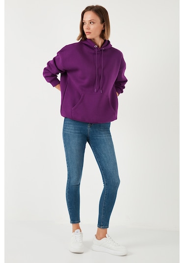 Lela Regular Fit Pamuklu Kapüşonlu Yaka Şardonlu Kışlık Bayan Sweat 5863854 Mor Lela Regular Fit Pamuklu Kapüşonlu Yaka Şardonlu Kışlık Bayan Sweat 5863854 Mor