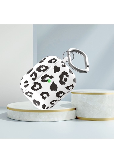 B Serisi Silikon Baskılı Leopar Baskı Kablosuz Kulaklık Koruyucu Kılıf Airpods Uyumlu 3 B-2 Diğer