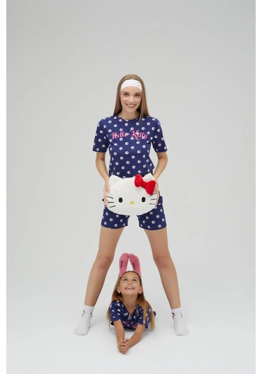 Hello Kitty Kız Çocuk Kısa Şortlu Pamuklu Pijama Takımı Renklı