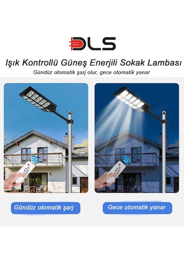 2'li Paket Dls 1000w Güneş Enerjili Solar Sokak Lambası Hareket Sensörlü Led Bahçe Aydınlatması