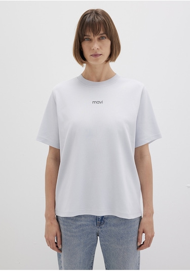 Mavi - Mavi Logo Baskılı Beyaz Tişört 1612829-89201 Beyaz
