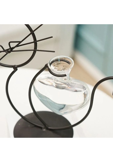 Yunboo Altın Renkli Kedi Figürlü Demir Ve Cam Suluk, Su Bitkileri İçin Ev Dekorasyonu, Norveç Stili Vazo