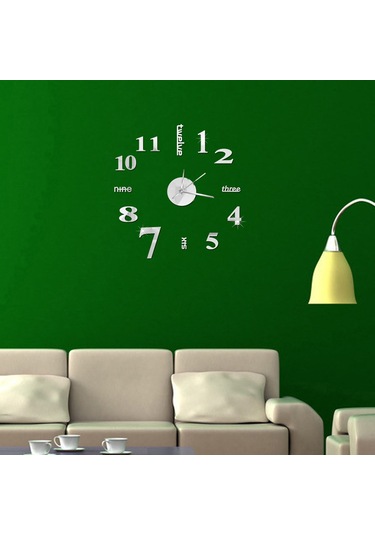 Reedark Gümüş Akrilik Dıy Duvar Saati - Sessiz Hareketli, Konforlu Yatak Odası Ve Oturma Odası Dekoru Pil Dahil Değil Gümüş