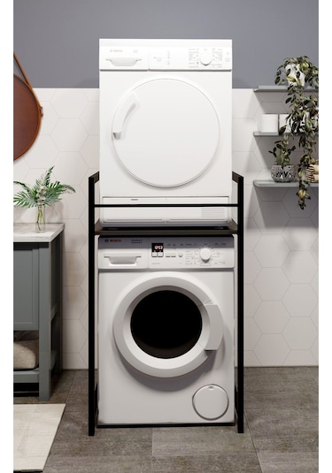 Çamaşır Makinası Ve Kurutma Makinası Rafı Çamaşır Makinası Üstü Banyo Düzenleyici Raf Gri