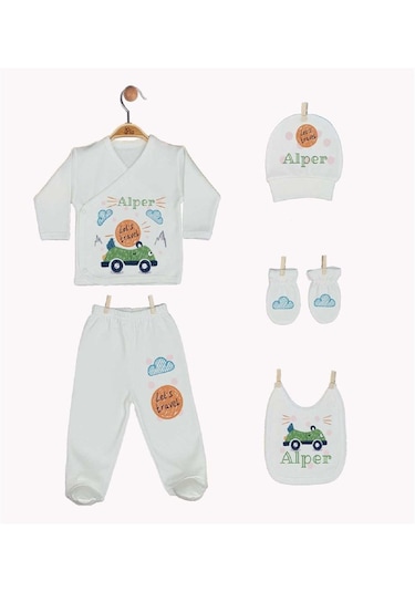 Pia Baby Gl 1901-07 İsme Özel Battaniye Zıbın Set Krem