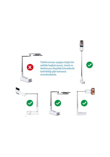 Plentiful Canlı Yayın Braketi Çok Fonksiyonlu Led Işıklı 360 Derece Kumandalı Selfie Telefon Standı